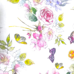 ふんわり　ダブルガーゼ　ハンカチ　薔薇と蝶　ローズ　エレガント　プチギフト 2枚目の画像