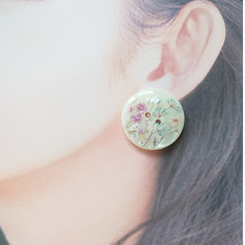 フラワーカボション☆5個 s50 ボタニカル/フラワー/花/ボタン