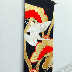 [a16a-1939] 日式掛毯/鶴與笠松圖案/帶重製 第2張的照片