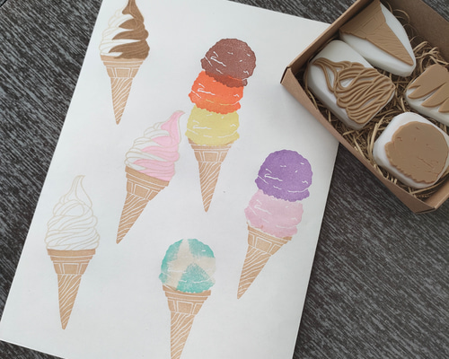 アイス＆ソフトクリームのはんこセット 消しゴムはんこ スタンプ