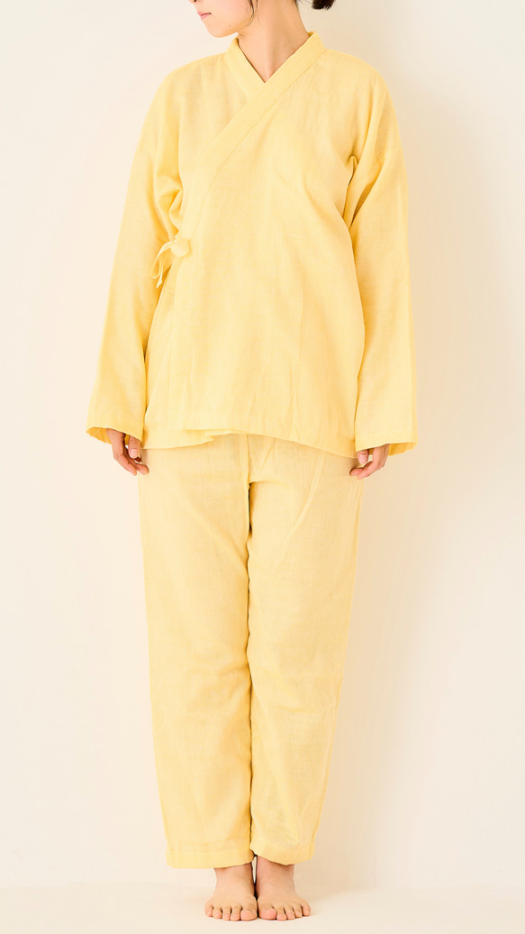 イエロー フロシュカエアリーウェア上下セット 介護服 在宅介護 入院
