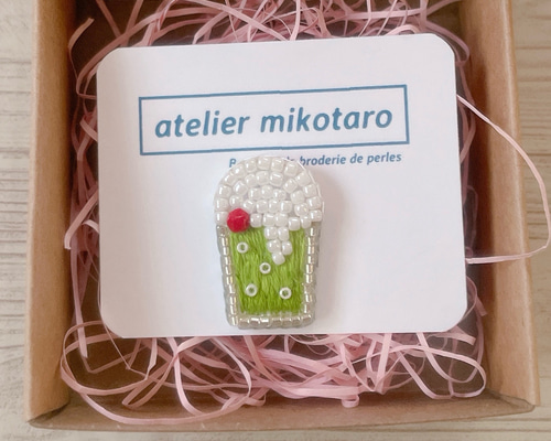 まさはる チューリップ メロンソーダ ビーズ刺繍ブローチ メロンソーダA ビーズ刺繍 ブローチ 食べ物シリーズ - メルカリ