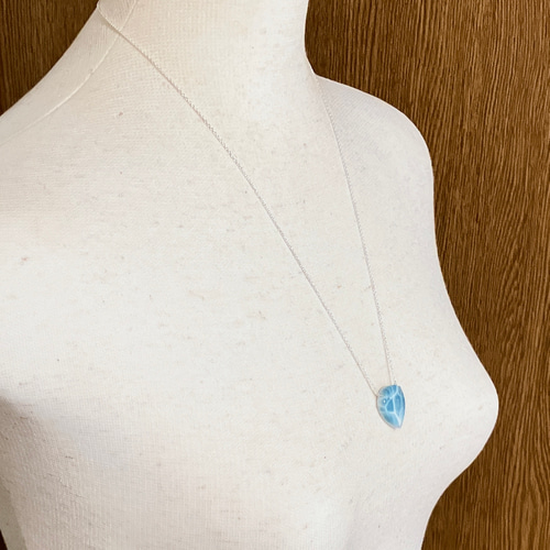 天然石 ラリマーの大粒ネックレス (シルバー925製・A) ネックレス