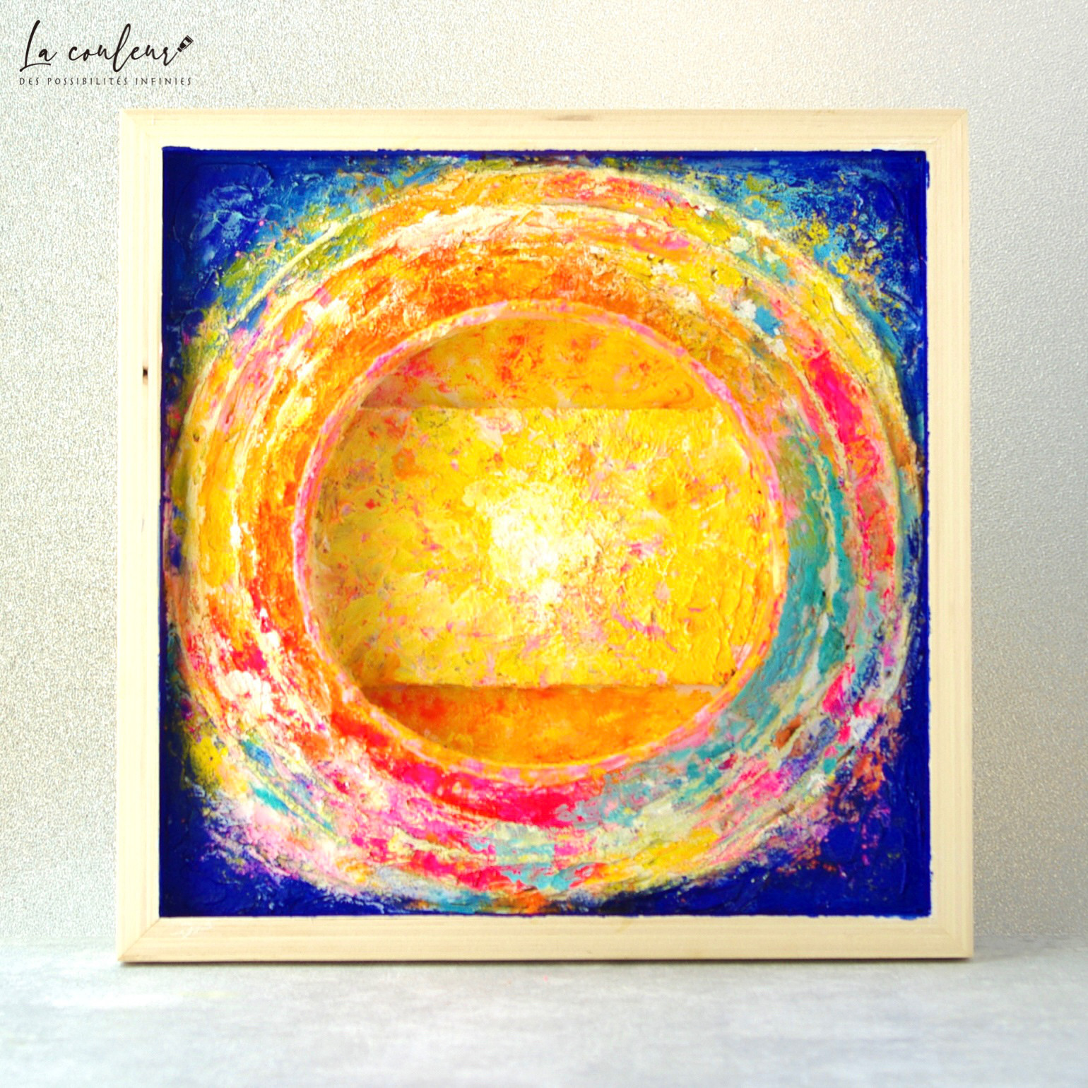 秋田竿燈まつり×Creema【原画】抽象画 アート作品 灯火太陽 30cm