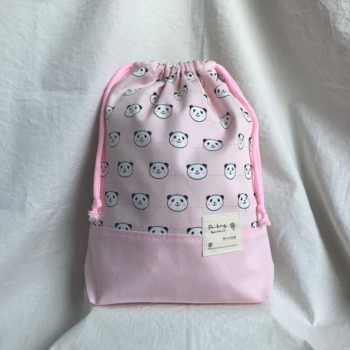 体操服袋 お着替え袋 縦32×横25cm 幼稚園 保育園 パンダ ピンク ブルー