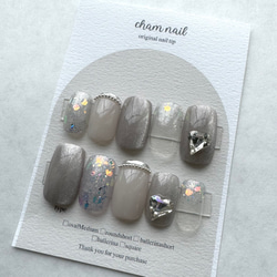 ネイルチップ オーダー ミラー ぷっくりハート マグネット チョコレート 韓国 7 》ネイルチップ 韓国ネイル ハート マグネット ミラー 夏