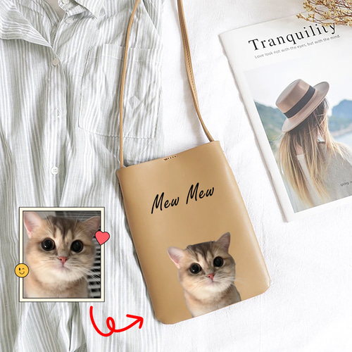 うちの子PUレザースマホショルダー】愛猫 愛犬 の お写真で作る 完全