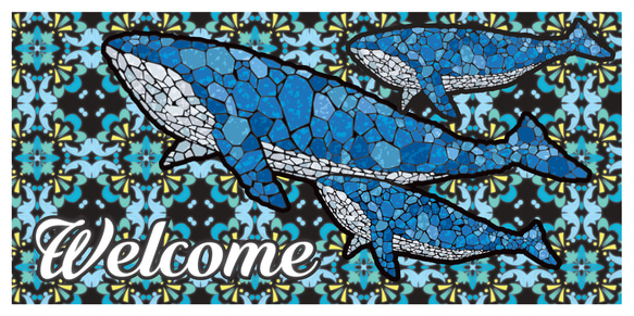 ウェルカム ようこそ くじら クジラ 鯨 ステンドグラス風 店舗 自宅 壁掛け 照明 看板 置物 雑貨 ライトBOX 6枚目の画像