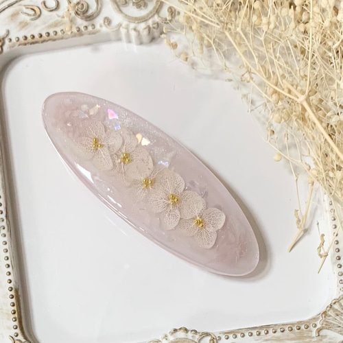 紫陽花 ガラスフレーク バレッタ レジン バレッタ Mira 通販 17671722