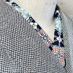 正絹の半衿  花と菱形格子 2枚目の画像