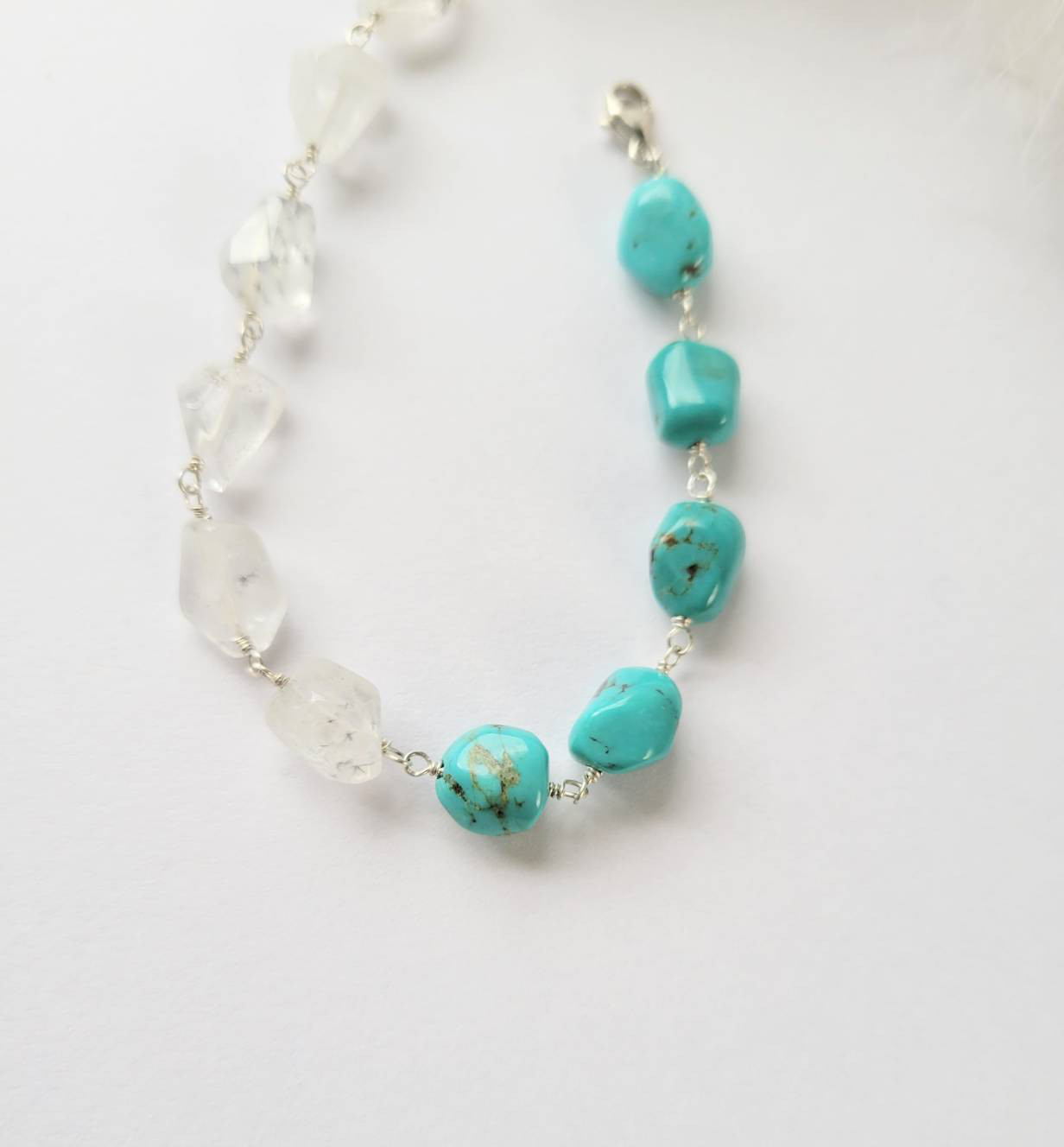 *星入り水晶とターコイズのブレスレット