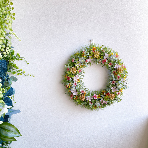 セール中❗️フラワーリース 小花を散りばめたリース アーティ  