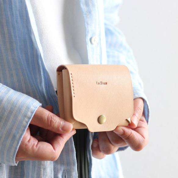 お札が折れない 可愛い二つ折り財布 LF-021 ヌメ革ALL レザー