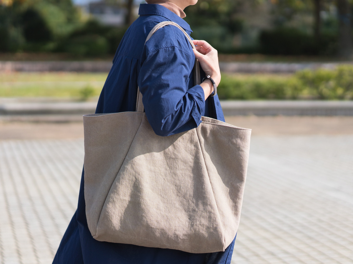 【受注製作】コットンジュートのトートバッグ タンベージュ