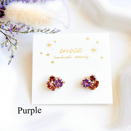 10色から選べる推しカラー ビジューのミニピアス ピアス（フック