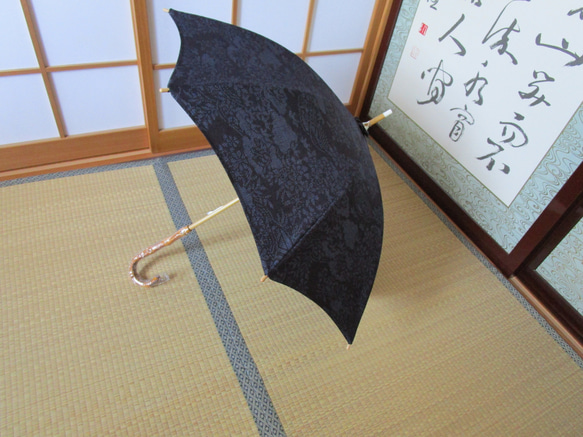 本真綿結城紬（100亀甲）着物から日傘 2枚目の画像