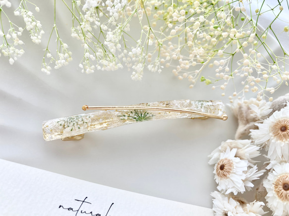 フラワーモチーフ　バレッタ ホワイトレースフラワーのデザインバレッタ バレッタ natural