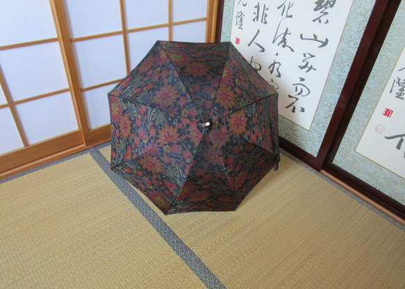 大島紬の着物から日傘（傘袋付き） 1枚目の画像