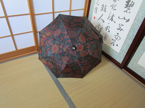 大島紬の着物から日傘（傘袋付き） 2枚目の画像