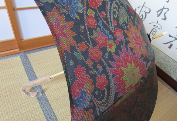 大島紬の着物から日傘（傘袋付き） 5枚目の画像
