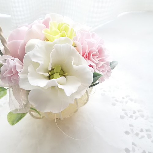 クレイフラワー♡ロココ調フラワーアレンジメント♡ハンドメイド