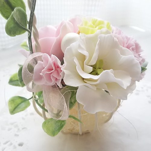 ひろりん✨クレイフラワー❁お正月フラワーアレンジメント特大壁掛け フラワーアレンジメントをプレゼントに🎁 お祝いに華やかな