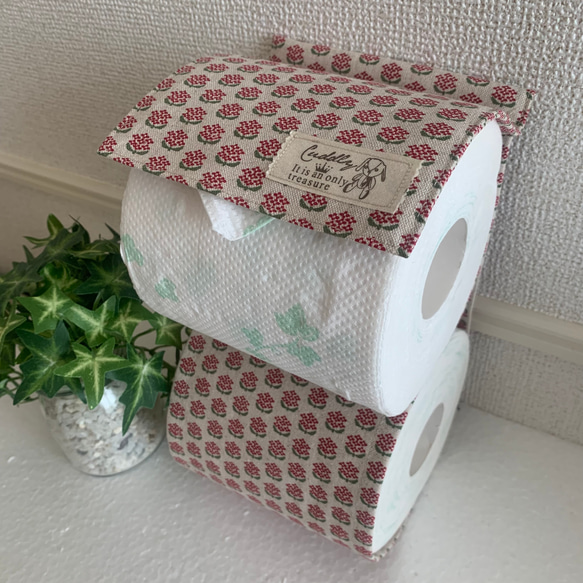 トイレットペーパーホルダーカバー♪レトロ・プチフラワー♪2カラー 1枚目の画像