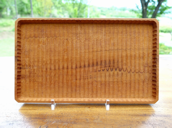 我谷盆 櫟(イチイ) 30×21×2.5cm ナチュラル お盆 トレイ 木地盆 折敷 2枚目の画像