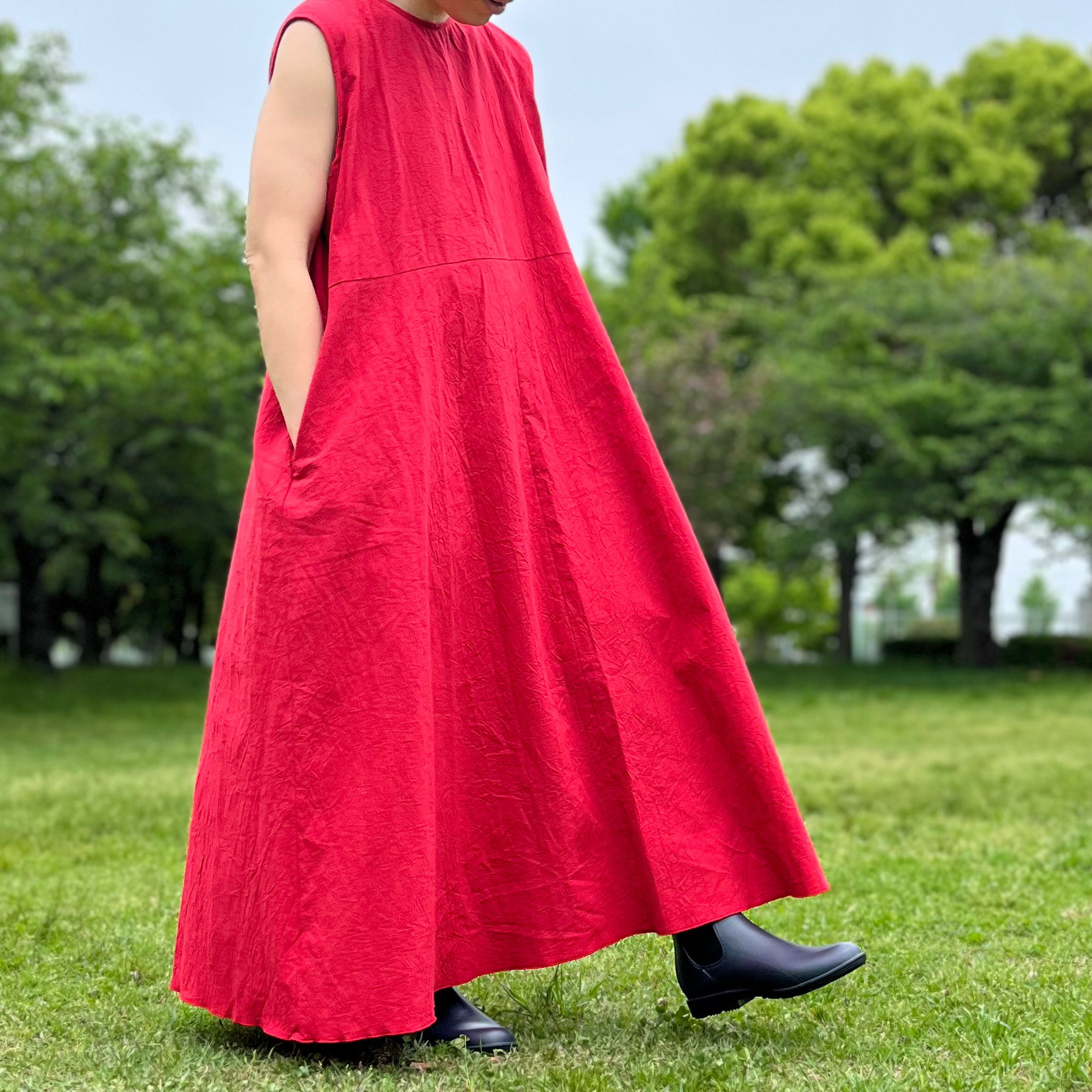 大きいサイズ対応 バストに合わせたオーダーができる大人かわいいカーネーションワンピース