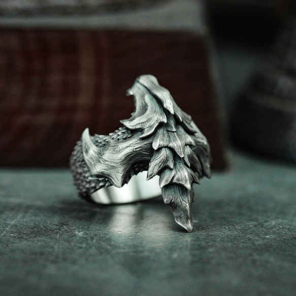 ドラゴンスケールリング - 925スターリングシルバーハンドメイド