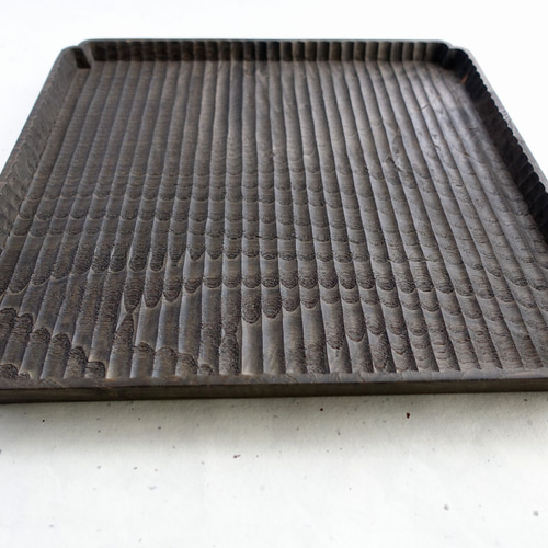 入隅 我谷盆 栗 30×30×2.5cm 墨染め お盆 トレイ 木地盆 折敷