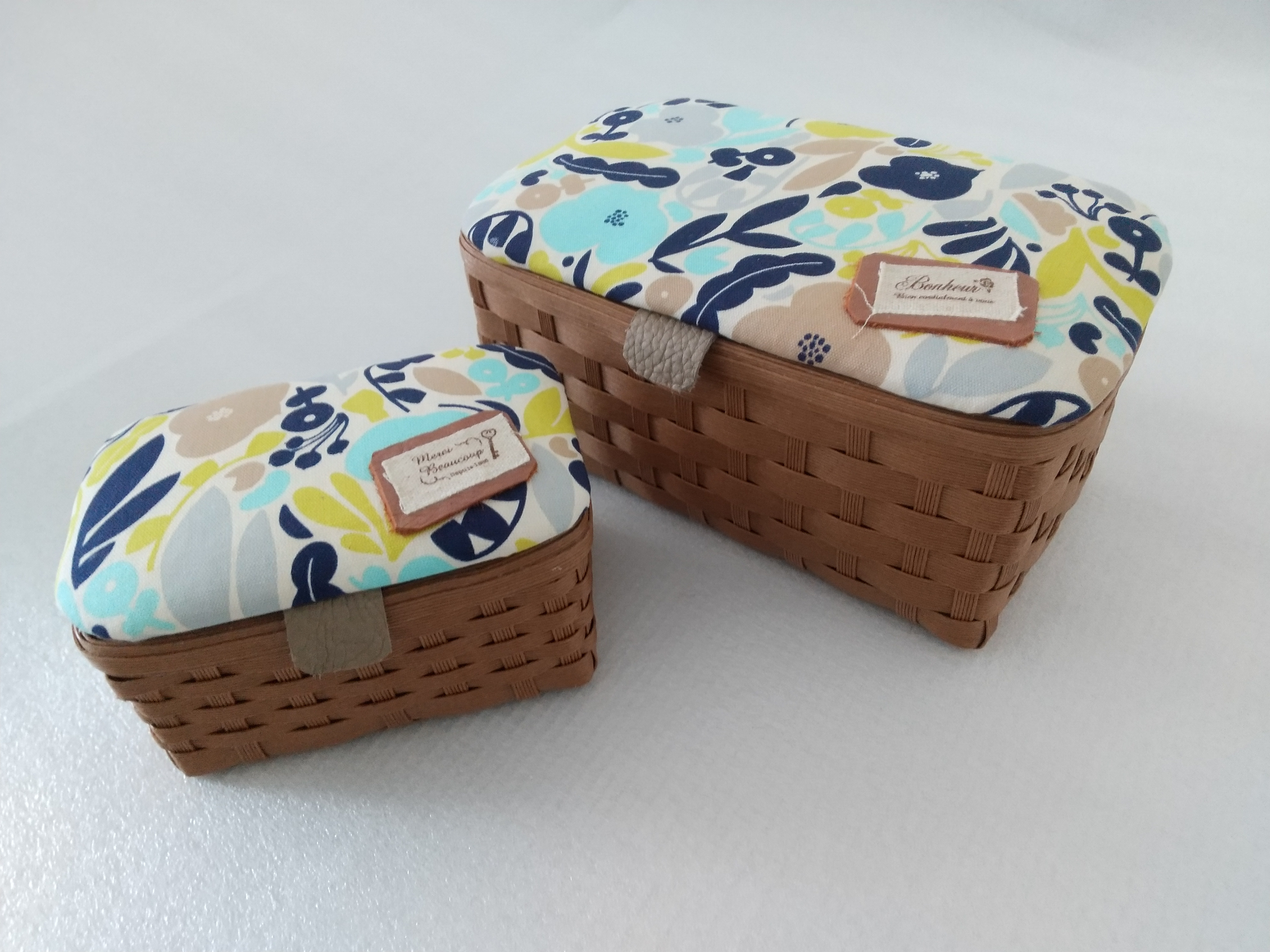 ふた付きBox（大と小）くるみ色 フリーボックス・小物入れ