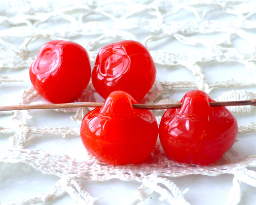 トマトの花 チェコビーズCzech Glass Beads4個 ビーズ bunako 通販