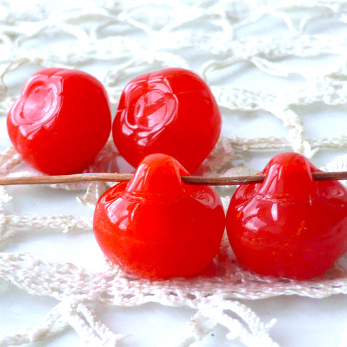 トマトの花 チェコビーズCzech Glass Beads4個 ビーズ bunako 通販