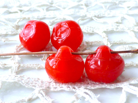 トマトの花 チェコビーズCzech Glass Beads4個 ビーズ bunako 通販