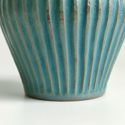 ターコイズブルー シノギカップ マグカップ プリーツマグ コーヒーカップ 小さめ 青 6枚目の画像