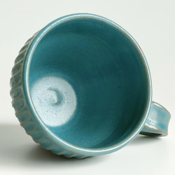 ターコイズブルー シノギカップ マグカップ プリーツマグ コーヒーカップ 小さめ 青 7枚目の画像