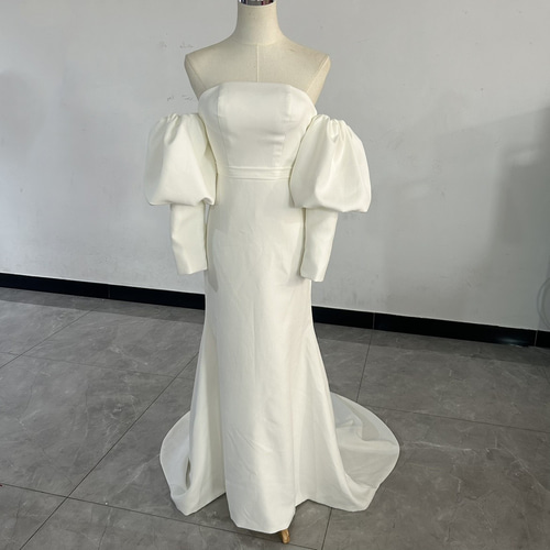 トレンドのオフショルダー ウェディングドレス ベアトップ お呼ばれ  