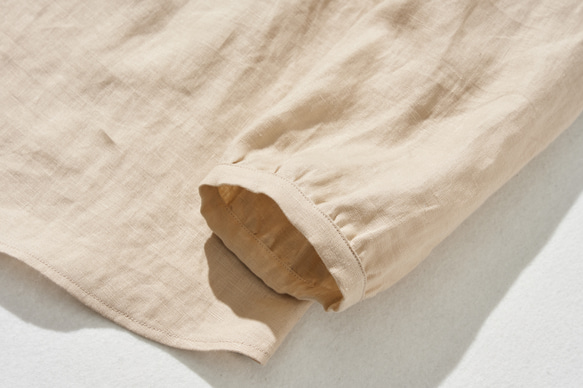 大人の抜け感と可愛さ叶えるリネン ブラウス　日除けにも活躍可能　 リネン100％　ベージュ　　230503-3 5枚目の画像