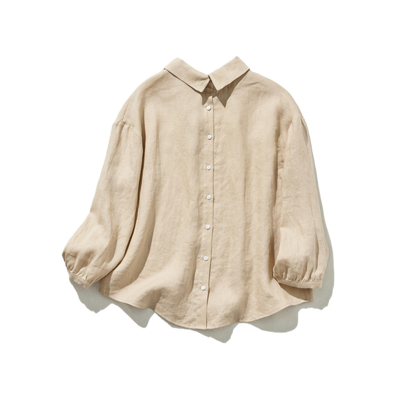 大人の抜け感と可愛さ叶えるリネン ブラウス　日除けにも活躍可能　 リネン100％　ベージュ　　230503-3 6枚目の画像