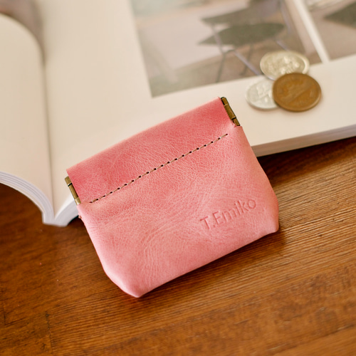 ワンプッシュでガバっと開く イタリアン本革ヌメ革コインケース ミニ