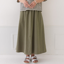 コットンリネンロゴ刺繍ギャザースカート 5枚目の画像