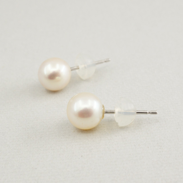 K18WG　アコヤ真珠　7mm　パール　一粒ピアス　シンプル　ギフト
