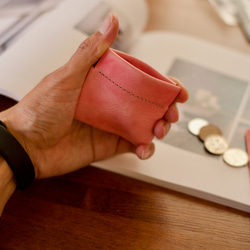 Creema限定　コインケースと札入れのセット　ワンプッシュでガバっと開く イタリアン本革ヌメ革コインケース ミニ財布　 4枚目の画像