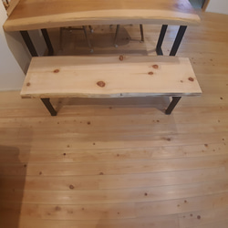 ひのき無垢テーブル 木曽檜 アイアン脚 2枚目の画像