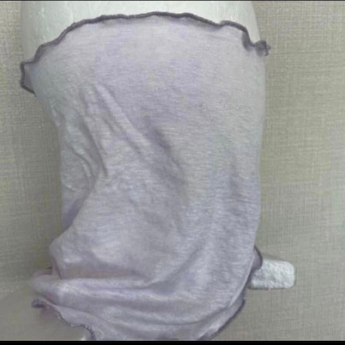 ゆったりリネン麻100%ラベンダー&スラブ生地シングルウェーブ手作り  