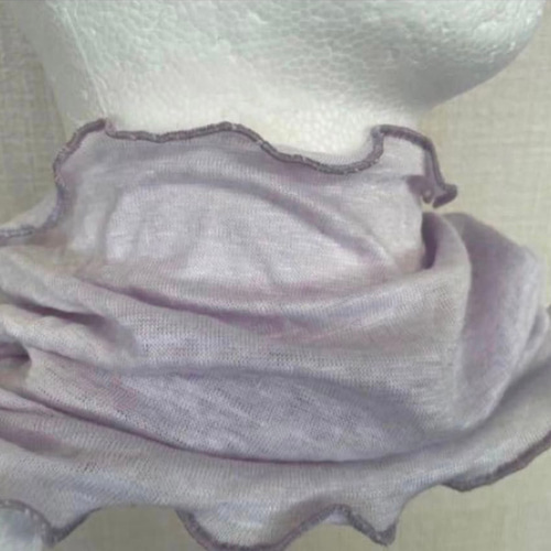 ゆったりリネン麻100%ラベンダー&スラブ生地シングルウェーブ手作り  