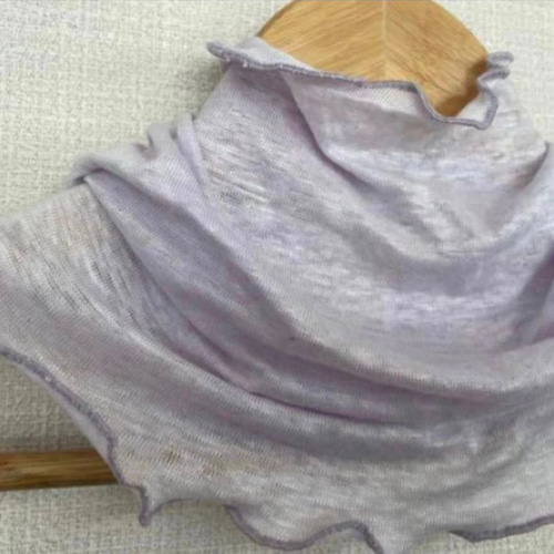 ゆったりリネン麻100%ラベンダー&スラブ生地シングルウェーブ手作り  