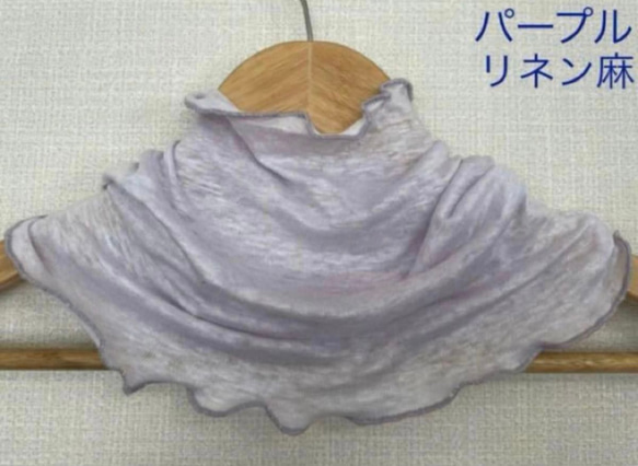 ゆったりリネン麻100%ラベンダー&スラブ生地シングルウェーブ手作り  
