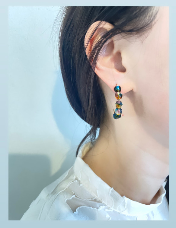 Czech Glass Beads earrings -OOAK- チェコビーズ　チェコガラス　ピアス 6枚目の画像